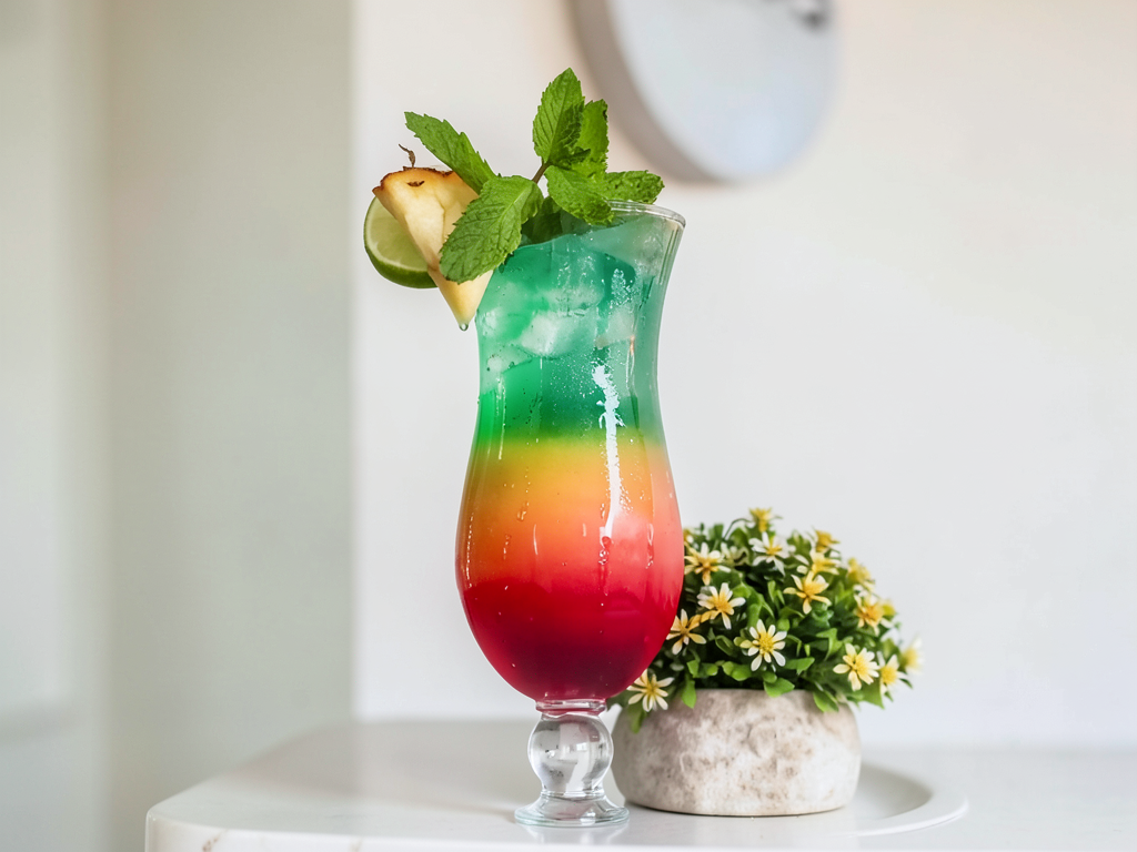 Cocktail arco-íris colorido